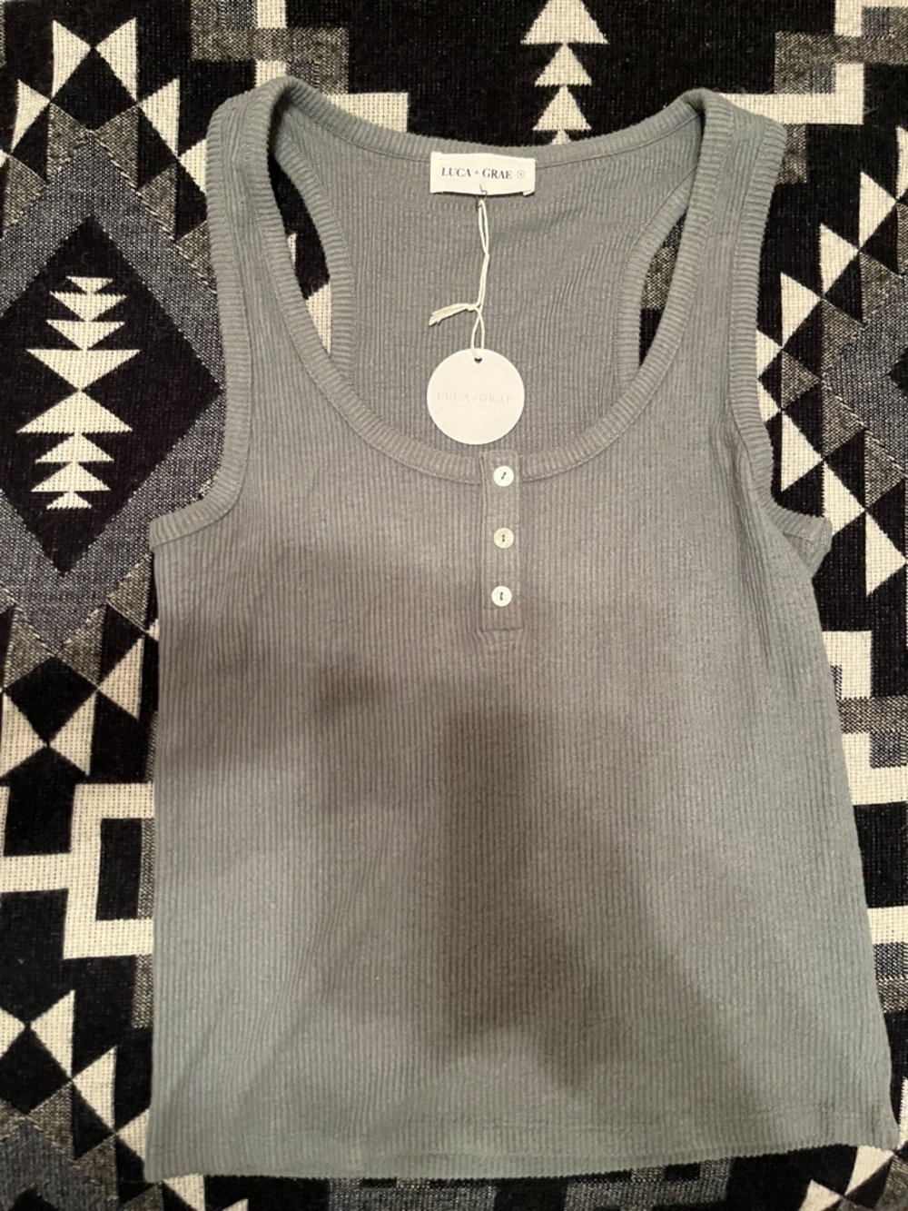 Luca + Grae Ribbed Henley Tank - Light Green